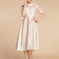 Mother of the groom/bride Boat Neck Satin Lace Elegant Dress