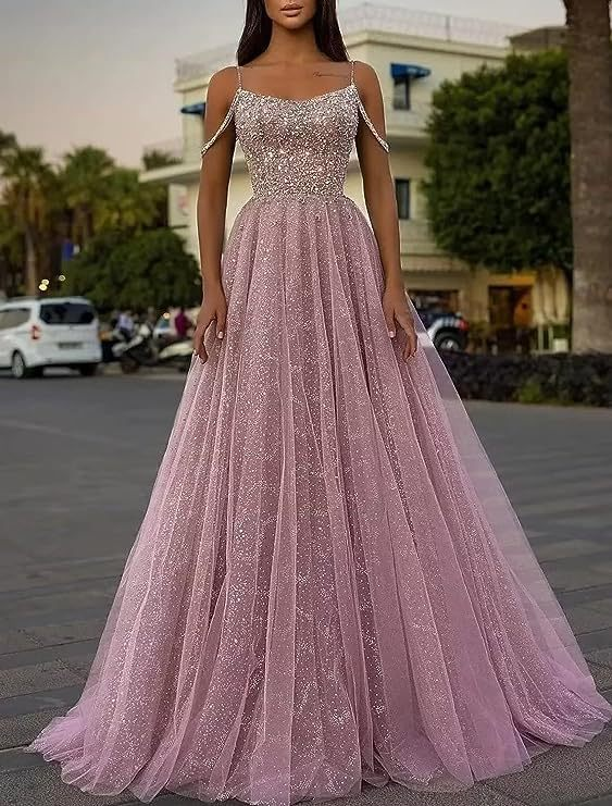 A-Line Spaghetti-Straps Long Prom Dress