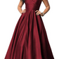 V-neck Pleated Soft Satin Prom Dress