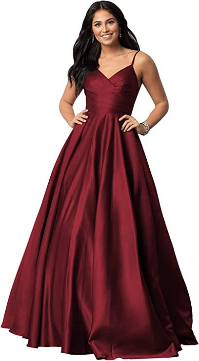 V-neck Pleated Soft Satin Prom Dress