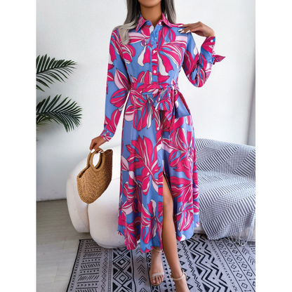 Floral Printed Buttoned Front Maxi Dress