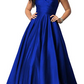 V-neck Pleated Soft Satin Prom Dress