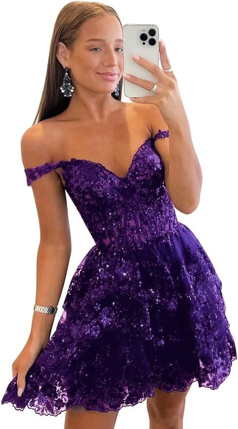 Corset Tiered Lace A-Line Short Homecoming Dress