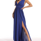 V Neck Split Chiffon Bridesmaid Dress