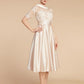 Mother of the groom/bride Boat Neck Satin Lace Elegant Dress