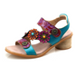 Round Toe Floral Rivet Round Block Heel Sandals