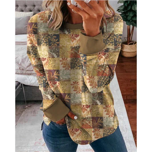 Casual Ethnic Crew Neck Long Sleeve T-shirt