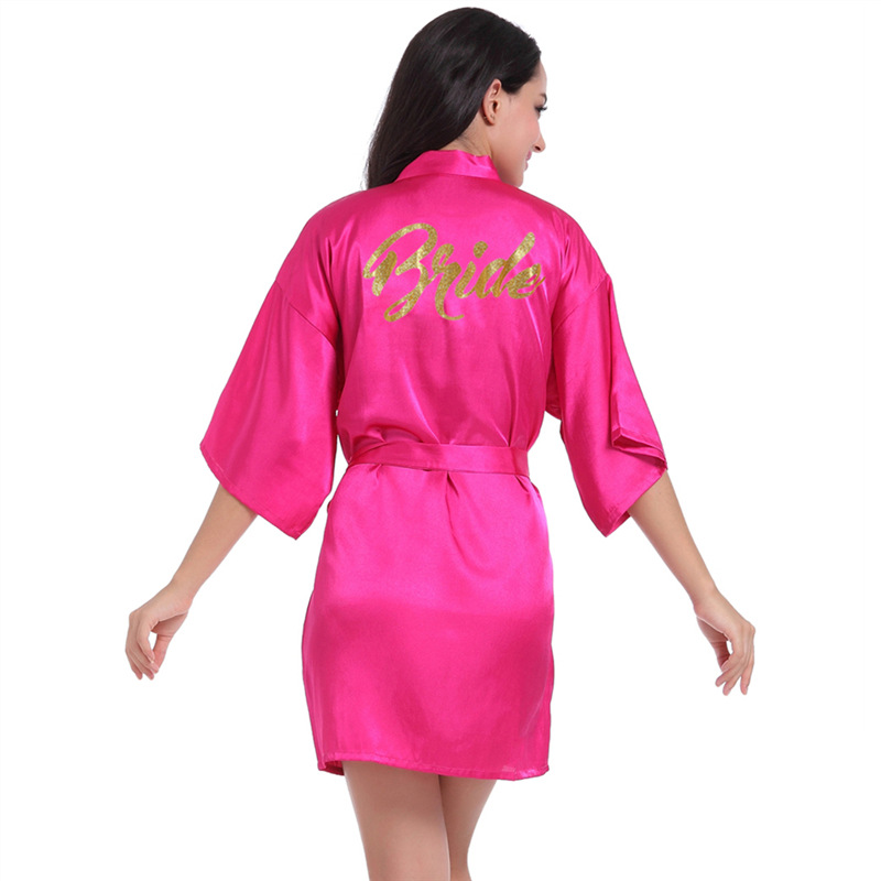 Satin Gold Bride Printed Robe