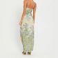 Floral Printed Strapless Sleeveless Maxi Dress