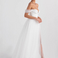 Simple White Off-Shoulder V Neck Wedding Dress