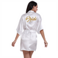 Satin Gold Bride Printed Robe