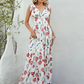 White Floral Printed Deep V Neck Sleeveless Maxi Dress