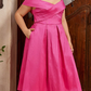 Off-The-Shoulder Tea-Length  Prom Dress