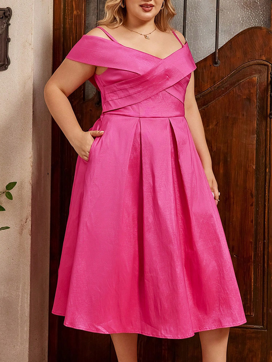 Off-The-Shoulder Tea-Length  Prom Dress