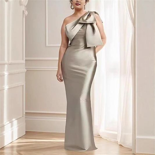 One-Shoulder Satin Mother Of The Bride Dress