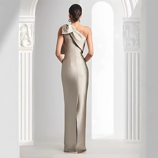 One-Shoulder Satin Mother Of The Bride Dress