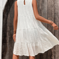 White Sleeveless Round Neck Casual Dress