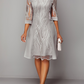 Gainsboro Long Sleeves Lace Panel Dress