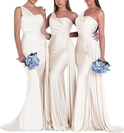 One-Shoulder Mermaid Elastic Satin Bridesmaid Dress