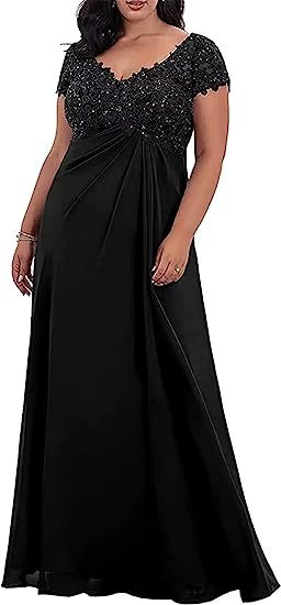 Elegant Short Sleeves A-line Floor-Length Mother of The Bride Dress