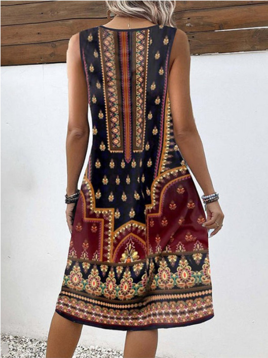 Casual Printed Sleeveless A Line Dress