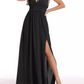 V Neck Split Chiffon Bridesmaid Dress