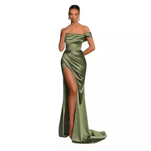 Off The Shoulder Split Mermaid Long Evening Dress