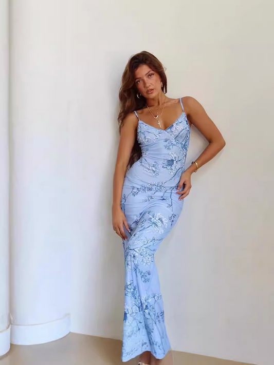 Floral Printed Spaghetti Strap Maxi Dress