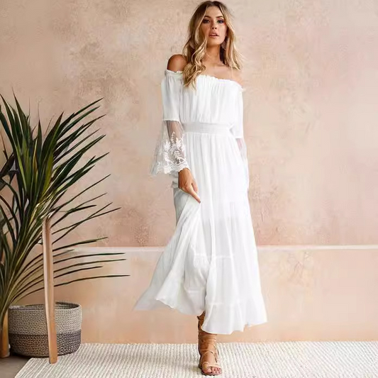 Boho Lace Beach Maxi Long Dress