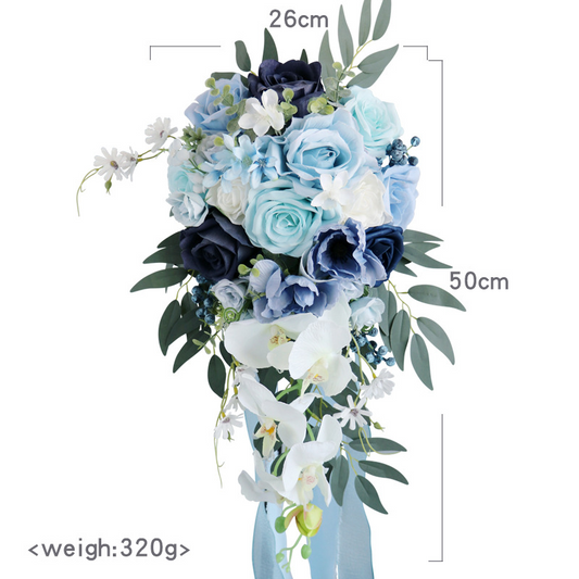 Blue Artificial Rose Wedding Bouquets