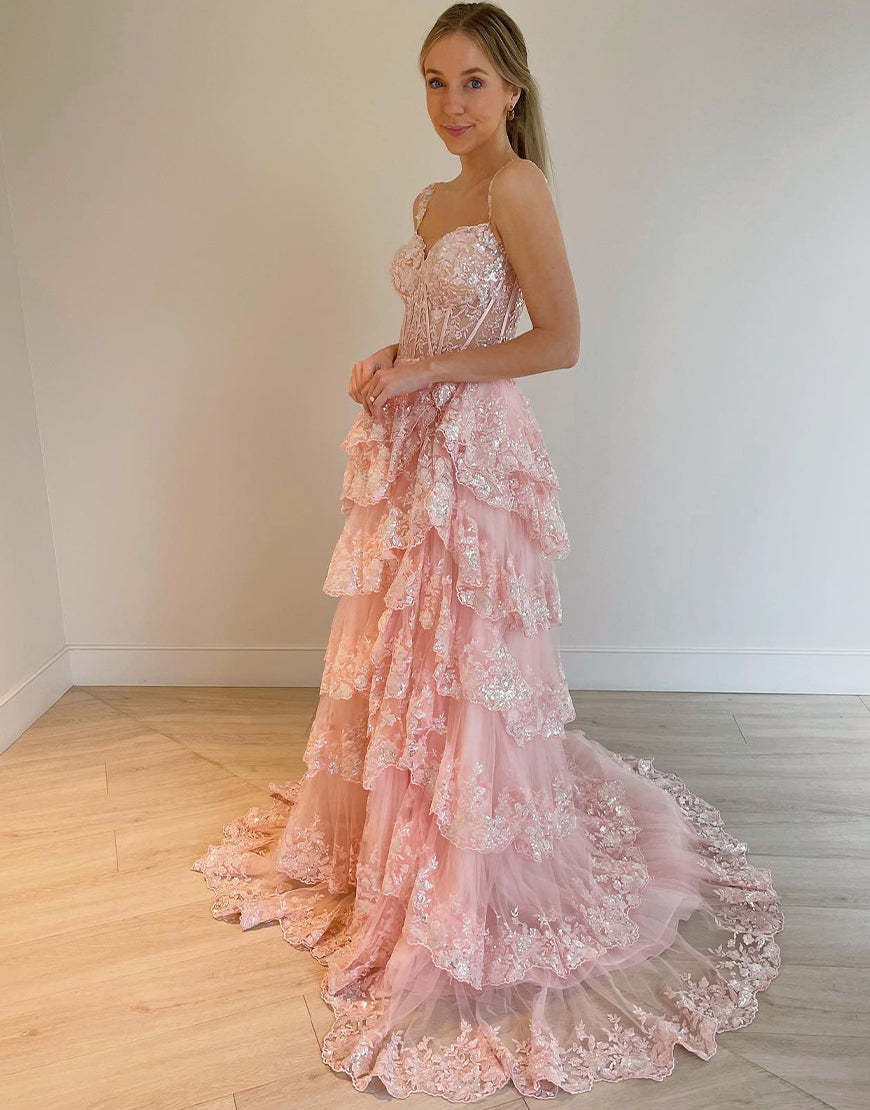 Off The Shoulder Tiered Prom Dress