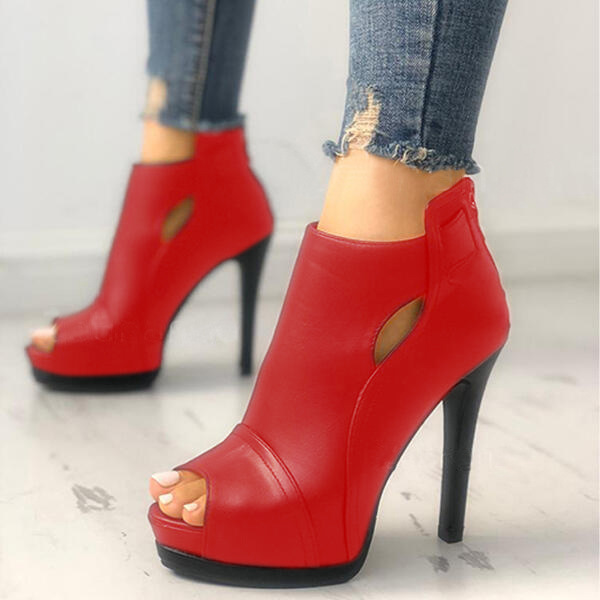 Elegant Peep Toe Stiletto Heel Ankle Boots