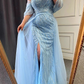 Sequin Off-Shoulder Long Split Prom Dress