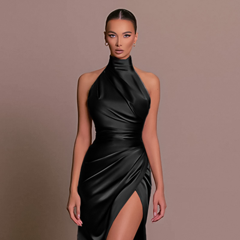 High Neck Mermaid Long Slit Evening Dress