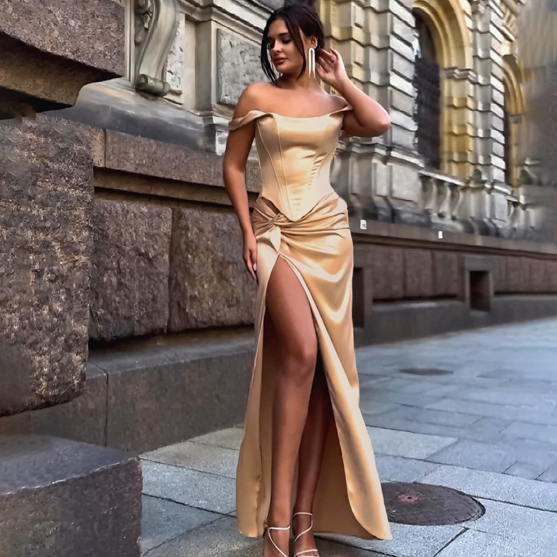 Off-The-Shoulder Long Slit Mermaid Evening Dress