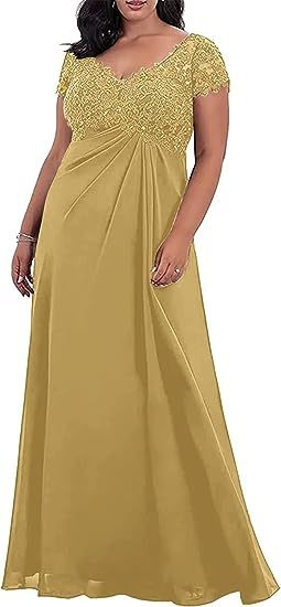 Elegant Short Sleeves A-line Floor-Length Mother of The Bride Dress