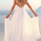 Deep V Neck Sleeveless A-Line Wedding Dress