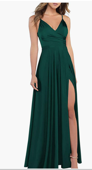 A-line V-Neck Floor-Length Split Front Bridesmaid Dress