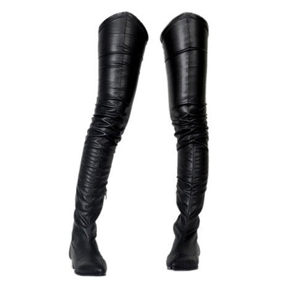 Women Pointed Toe Puppy Heel Thigh High Boots