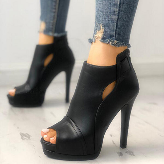 Elegant Peep Toe Stiletto Heel Ankle Boots