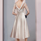 Mother of the groom/bride Boat Neck Satin Lace Elegant Dress