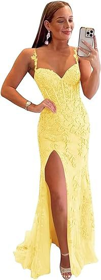 Long Lace Prom Dress with Slit