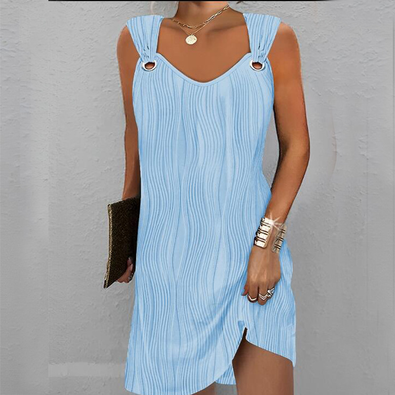 Breathable V Neck Sleeveless A-Line Dress