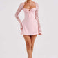 Lace Sweetheart Neckline Backless Tie Front Mini Dress