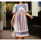 Graceful Striped Round Neck Short Sleeve Mini Dress