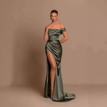 Off The Shoulder Split Mermaid Long Evening Dress