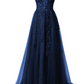 Lace Sweep Train Beading Prom Dress