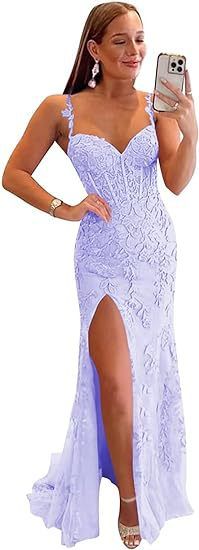 Long Lace Prom Dress with Slit