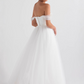 Simple White Off-Shoulder V Neck Wedding Dress