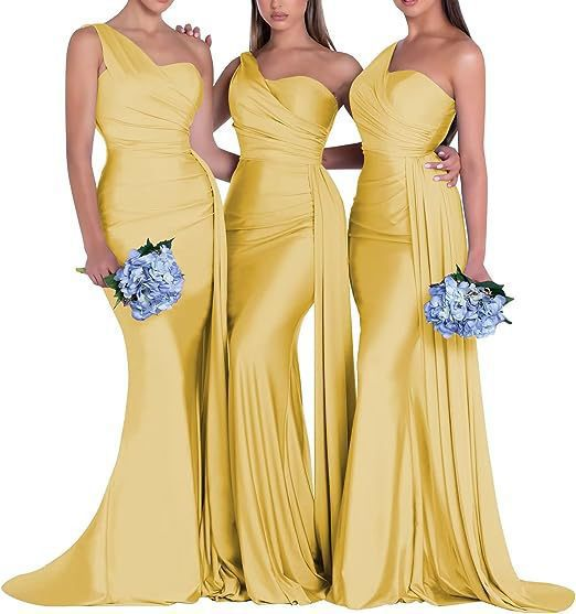 One-Shoulder Mermaid Elastic Satin Bridesmaid Dress